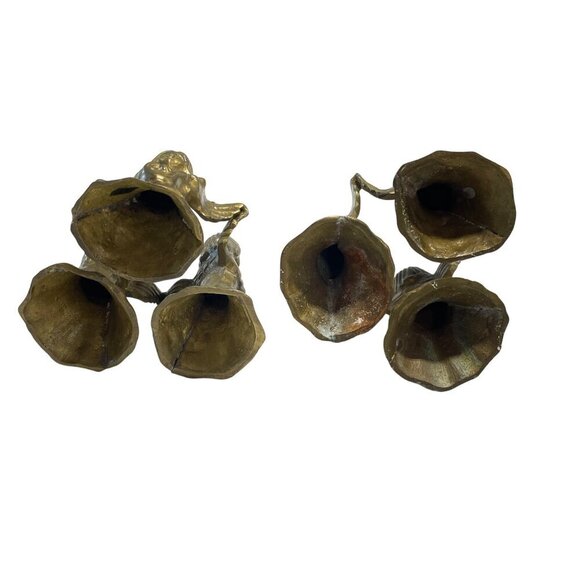 Vintage Solid Brass Circle of Friends Cherubs Angles Figurines Pair MCM - Picture 5 of 5